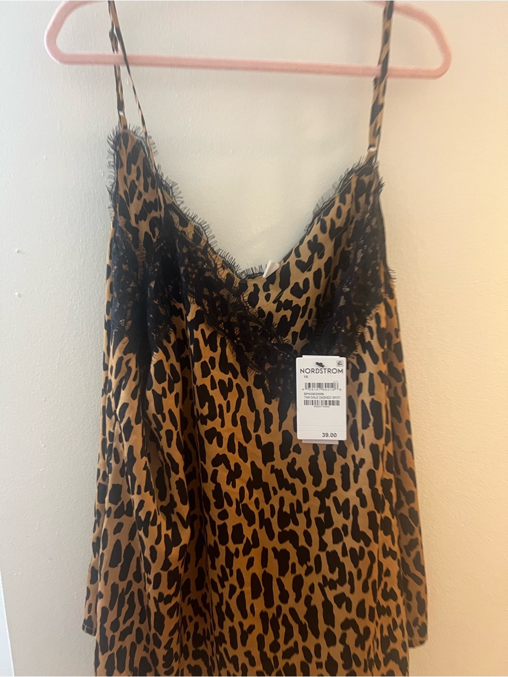Nordstrom Leopard-Print Lace-Trim Cami - Black & Brown - Picture 7 of 9
